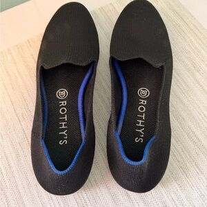 Rothy's Black Knit Slip-On Flats with Blue Trim Size 10